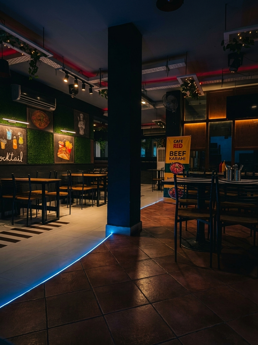 Cafe Red Lahore Interior - Best Fast Food Restaurant Setup